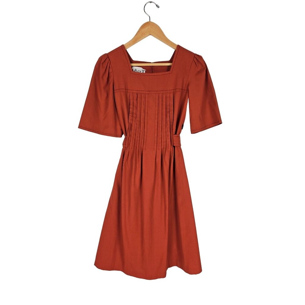 Act 1 Vintage Fit & Flare Short Sleeve Orange Midi Dress size 2